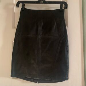 H&M 100% genuine leather black pencil mini skirt Size 2
